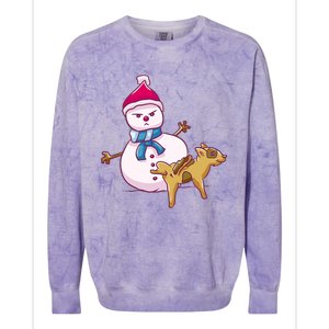 Snowman Pee Funny Naughty Fk Christmas Gift Colorblast Crewneck Sweatshirt