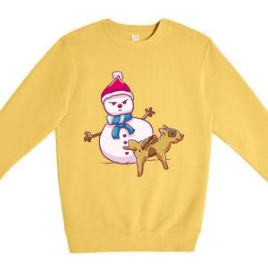 Snowman Pee Funny Naughty Fk Christmas Gift Premium Crewneck Sweatshirt