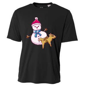 Snowman Pee Funny Naughty Fk Christmas Gift Cooling Performance Crew T-Shirt