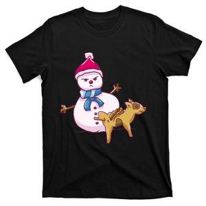 Snowman Pee Funny Naughty Fk Christmas Gift T-Shirt