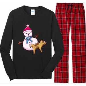 Snowman Pee Funny Naughty Fk Christmas Gift Long Sleeve Pajama Set