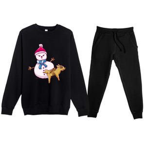 Snowman Pee Funny Naughty Fk Christmas Gift Premium Crewneck Sweatsuit Set