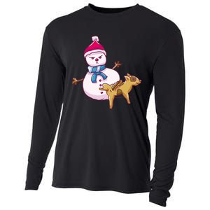 Snowman Pee Funny Naughty Fk Christmas Gift Cooling Performance Long Sleeve Crew