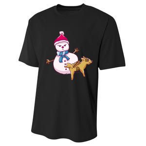 Snowman Pee Funny Naughty Fk Christmas Gift Performance Sprint T-Shirt