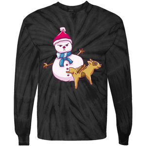 Snowman Pee Funny Naughty Fk Christmas Gift Tie-Dye Long Sleeve Shirt