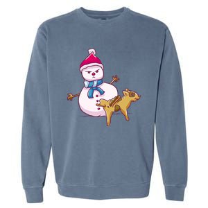 Snowman Pee Funny Naughty Fk Christmas Gift Garment-Dyed Sweatshirt