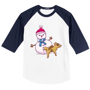 Snowman Pee Funny Naughty Fk Christmas Gift Baseball Sleeve Shirt