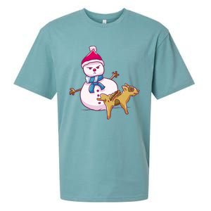 Snowman Pee Funny Naughty Fk Christmas Gift Sueded Cloud Jersey T-Shirt