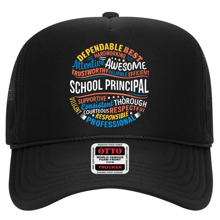 School Principal Funny Appreciation Principal Gifts High Crown Mesh Back Trucker Hat