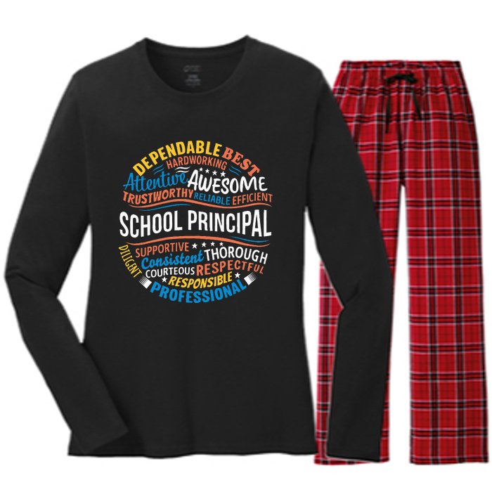 School Principal Funny Appreciation Principal Gifts Women's Long Sleeve Flannel Pajama Set 