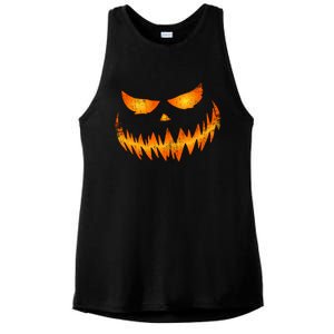 Scary Pumpkin Face Jack O Lantern For Halloween Funny Gift Ladies PosiCharge Tri-Blend Wicking Tank