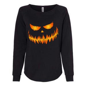 Scary Pumpkin Face Jack O Lantern For Halloween Funny Gift Womens California Wash Sweatshirt