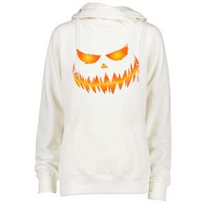 Scary Pumpkin Face Jack O Lantern For Halloween Funny Gift Womens Funnel Neck Pullover Hood