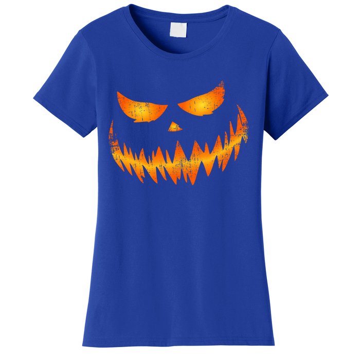 Scary Pumpkin Face Jack O Lantern For Halloween Funny Gift Women's T-Shirt