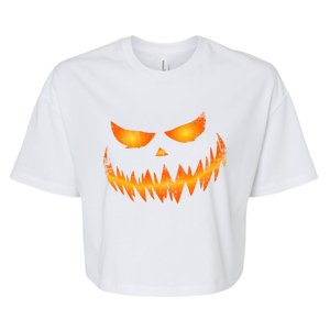 Scary Pumpkin Face Jack O Lantern For Halloween Funny Gift Bella+Canvas Jersey Crop Tee