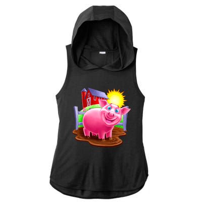 Smiling Pig Farm Ladies PosiCharge Tri-Blend Wicking Draft Hoodie Tank