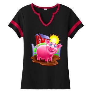 Smiling Pig Farm Ladies Halftime Notch Neck Tee