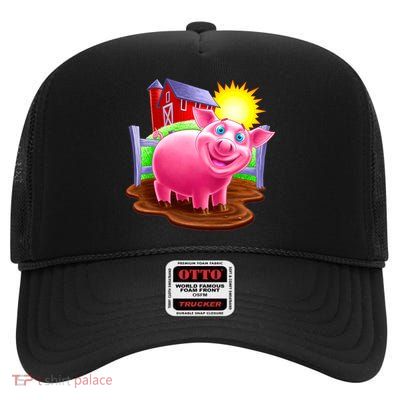 Smiling Pig Farm High Crown Mesh Back Trucker Hat