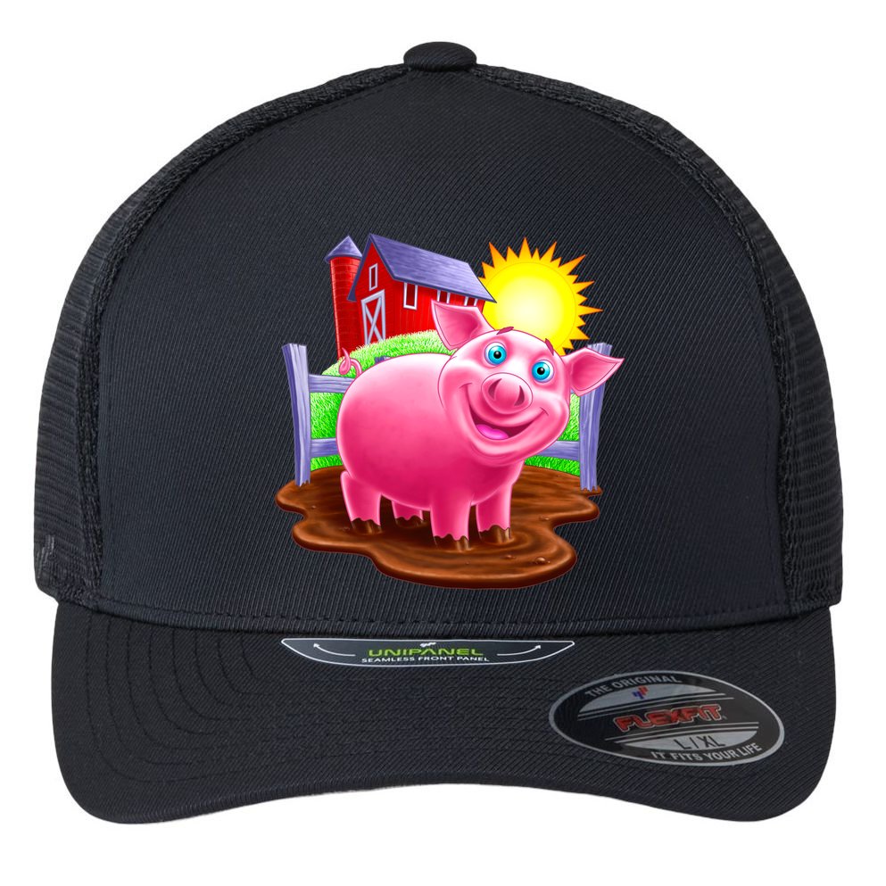 Smiling Pig Farm Flexfit Unipanel Trucker Cap