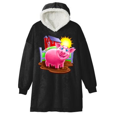 Smiling Pig Farm Hooded Wearable Blanket