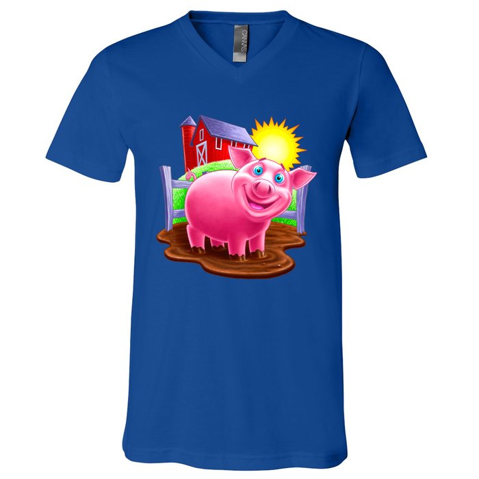 Smiling Pig Farm V-Neck T-Shirt