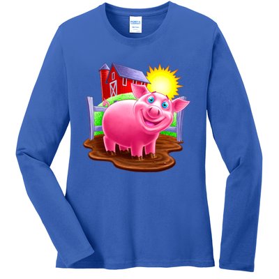 Smiling Pig Farm Ladies Long Sleeve Shirt