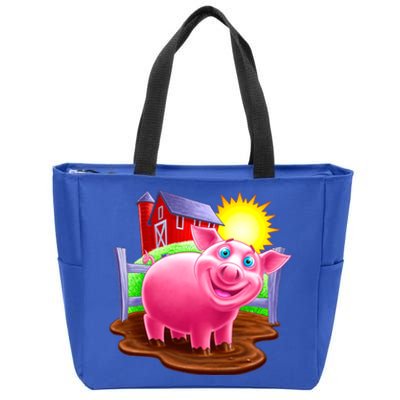 Smiling Pig Farm Zip Tote Bag