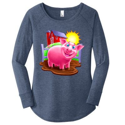 Smiling Pig Farm Women's Perfect Tri Tunic Long Sleeve Shirt