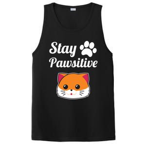 Stay Pawsitive Funny Cat Lover Motivational Gift PosiCharge Competitor Tank