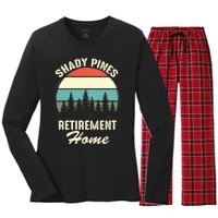 Shady Pines Funny Quote Retirement Day Party Home Women's Long Sleeve Flannel Pajama Set 