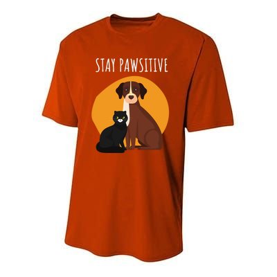 Stay Pawsitive Funny Cats And Dogs Gift Youth Performance Sprint T-Shirt