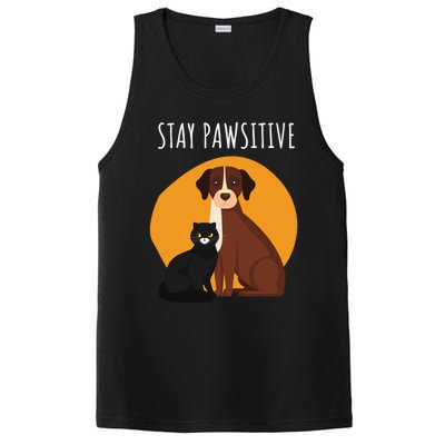 Stay Pawsitive Funny Cats And Dogs Gift PosiCharge Competitor Tank