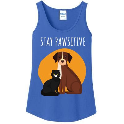 Stay Pawsitive Funny Cats And Dogs Gift Ladies Essential Tank