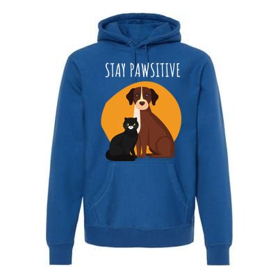 Stay Pawsitive Funny Cats And Dogs Gift Premium Hoodie