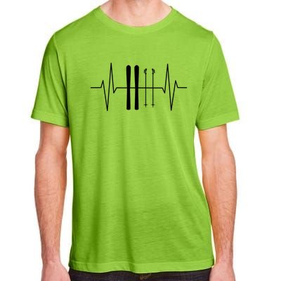 Ski Poles For Skiing Heartbeat Skier Skiing Gift Adult ChromaSoft Performance T-Shirt