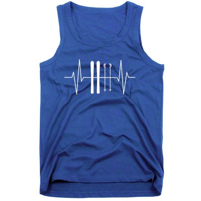 Ski Poles For Skiing Heartbeat Skier Skiing Gift Tank Top