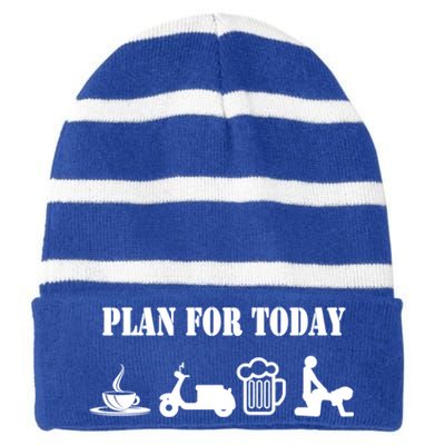 Scooter Plan For Day Cool Cheeky Scooter Gift Striped Beanie with Solid Band