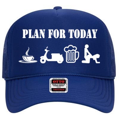 Scooter Plan For Day Cool Cheeky Scooter Gift High Crown Mesh Back Trucker Hat