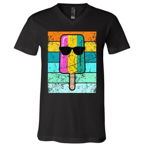 Summer Popsicle Funny Ice Cream Beach Pool Party V-Neck T-Shirt