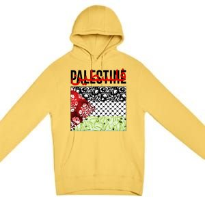 Support Palestine Flag Traditional Keffiyeh Floral Patterns Premium Pullover Hoodie