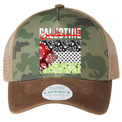 Support Palestine Flag Traditional Keffiyeh Floral Patterns Legacy Tie Dye Trucker Hat