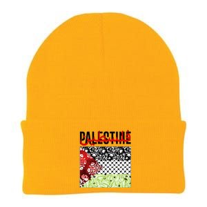 Support Palestine Flag Traditional Keffiyeh Floral Patterns Knit Cap Winter Beanie