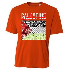 Support Palestine Flag Traditional Keffiyeh Floral Patterns Cooling Performance Crew T-Shirt