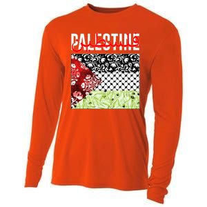 Support Palestine Flag Traditional Keffiyeh Floral Patterns Cooling Performance Long Sleeve Crew