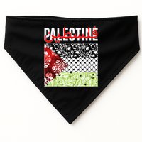 Support Palestine Flag Traditional Keffiyeh Floral Patterns USA-Made Doggie Bandana