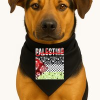 Support Palestine Flag Traditional Keffiyeh Floral Patterns USA-Made Doggie Bandana