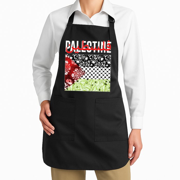 Support Palestine Flag Traditional Keffiyeh Floral Patterns Apron