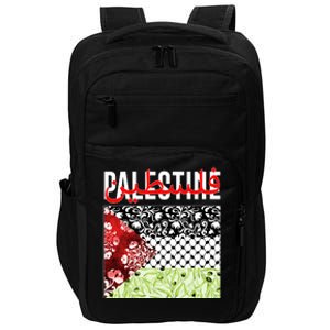 Support Palestine Flag Traditional Keffiyeh Floral Patterns Impact Tech Backpack