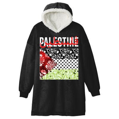 Support Palestine Flag Traditional Keffiyeh Floral Patterns Hooded Wearable Blanket