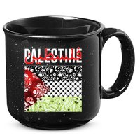 Support Palestine Flag Traditional Keffiyeh Floral Patterns 15oz Campfire Ceramic Mug